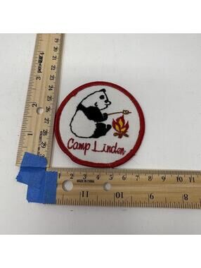 Vintage Boy Scout Camp Linden Panda Marshmallow Campfire Patch BSA Collectible